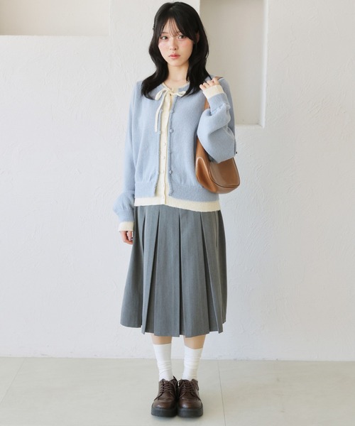 kutir（クティール）の「レイヤード風 配色リボンカーディガン（カーディガン/ボレロ・レディース・ネイビー/レッド/ライトブルー・FREE）」の8枚目の写真