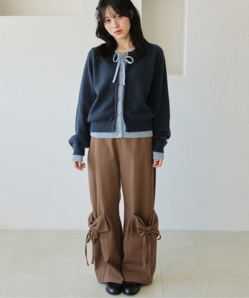 kutir（クティール）の「レイヤード風 配色リボンカーディガン（カーディガン/ボレロ・レディース・ネイビー/レッド/ライトブルー・FREE）」の15枚目の写真