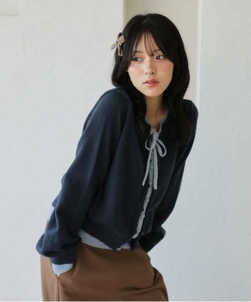 kutir（クティール）の「レイヤード風 配色リボンカーディガン（カーディガン/ボレロ・レディース・ネイビー/レッド/ライトブルー・FREE）」の12枚目の写真