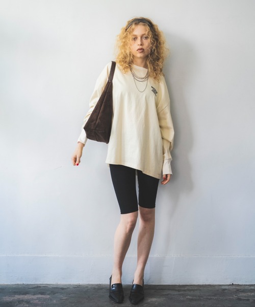 TEEN BOOP(ティーンブープ)の「エンブロイダリールーズロンTee(Tシャツ/カットソー・レディース・チャコールグレー/アイボリー・FREE)」の4枚目の写真