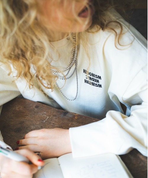 TEEN BOOP(ティーンブープ)の「エンブロイダリールーズロンTee(Tシャツ/カットソー・レディース・チャコールグレー/アイボリー・FREE)」の7枚目の写真