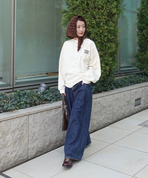 TEEN BOOP(ティーンブープ)の「エンブロイダリールーズロンTee(Tシャツ/カットソー・レディース・チャコールグレー/アイボリー・FREE)」の10枚目の写真