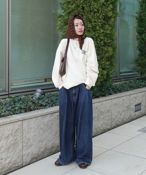 TEEN BOOP(ティーンブープ)の「エンブロイダリールーズロンTee(Tシャツ/カットソー・レディース・チャコールグレー/アイボリー・FREE)」の13枚目の写真