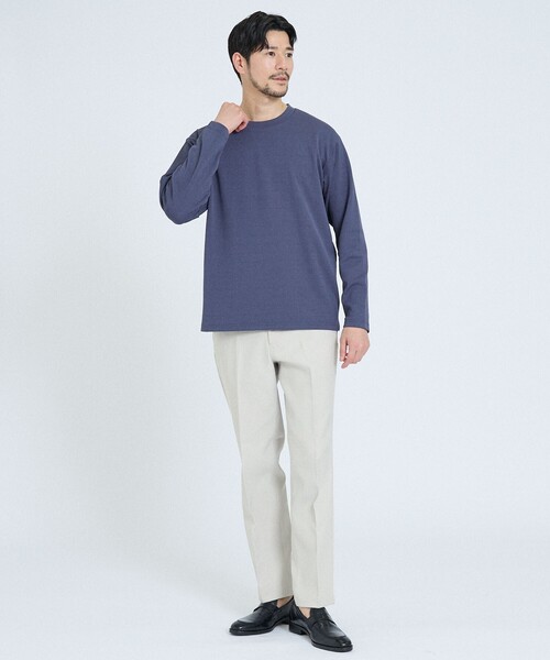 ABAHOUSE GRAY(アバハウスグレイ)の「ヘリンボーン ジャガード 長袖Tシャツ(Tシャツ/カットソー・メンズ・グレイッシュブルー/ホワイト/グレイッシュベージュ/ブラック・48/46)」の5枚目の写真