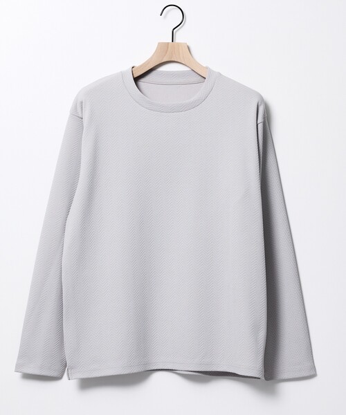 ABAHOUSE GRAY（アバハウスグレイ）の「ヘリンボーン ジャガード 長袖Tシャツ（Tシャツ/カットソー・メンズ・グレイッシュブルー/ホワイト/グレイッシュベージュ/ブラック・48/46）」の8枚目の写真