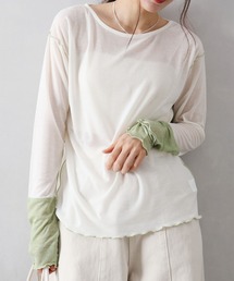 SpRay（スプレイ）の「バイカラーメローロングスリーブトップス（Tシャツ/カットソー）」