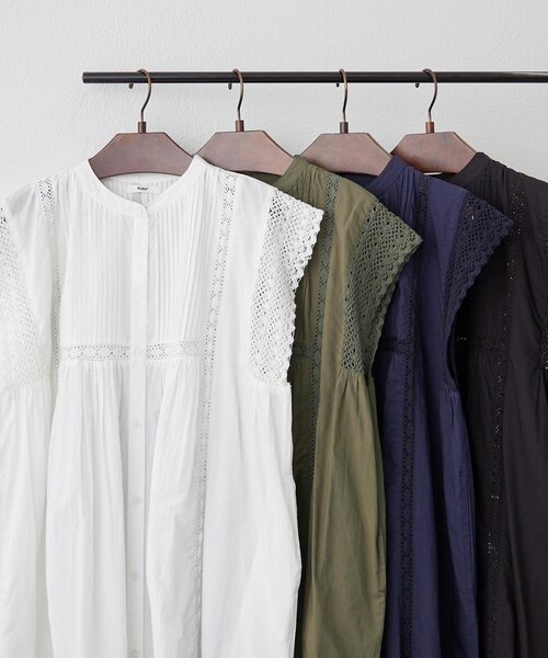 NAO（ナオ）の「【NAO】【India Series】ピンタック袖レース前釦ワンピース（ワンピース・レディース・ブラック/カーキ/ネイビー/アイボリー・FREE）」の6枚目の写真