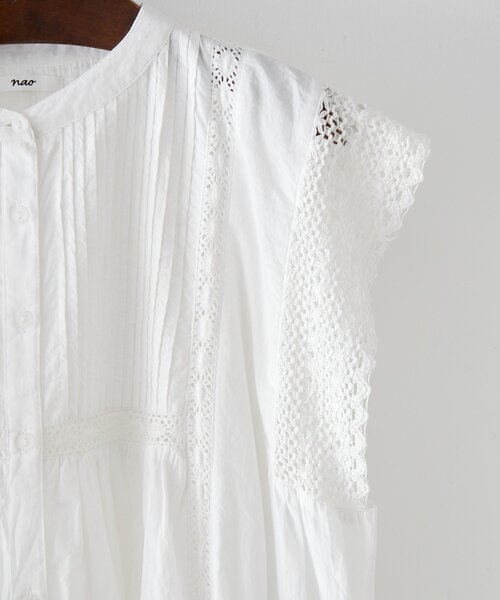 NAO（ナオ）の「【NAO】【India Series】ピンタック袖レース前釦ワンピース（ワンピース・レディース・ブラック/カーキ/ネイビー/アイボリー・FREE）」の9枚目の写真