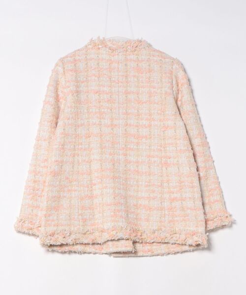 Liala×PG(リアラバイピージー)の「ツイード ふちフリンジ ジャケット 長袖 Liala×PG(ノーカラージャケット・レディース・サーモンピンク/ホワイト・S/M)」の19枚目の写真