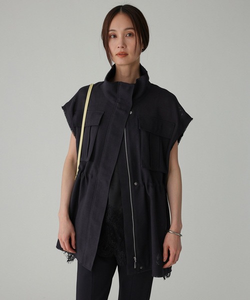 BABYLONE（バビロン）の「【多機能素材】リネンライクミリタリージレ（ベスト・レディース・チャコール/ベージュ・フリー）」の3枚目の写真