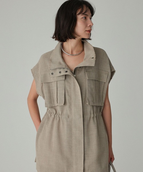 BABYLONE（バビロン）の「【多機能素材】リネンライクミリタリージレ（ベスト・レディース・チャコール/ベージュ・フリー）」の15枚目の写真