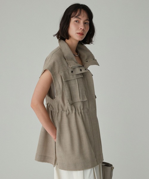 BABYLONE（バビロン）の「【多機能素材】リネンライクミリタリージレ（ベスト・レディース・チャコール/ベージュ・フリー）」の14枚目の写真