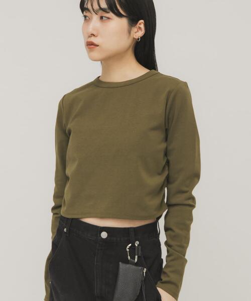 KBF（ケイビーエフ）の「クロップドロンTEE（Tシャツ/カットソー・レディース・グレー系その他/カーキ/オフホワイト・ONE）」の3枚目の写真