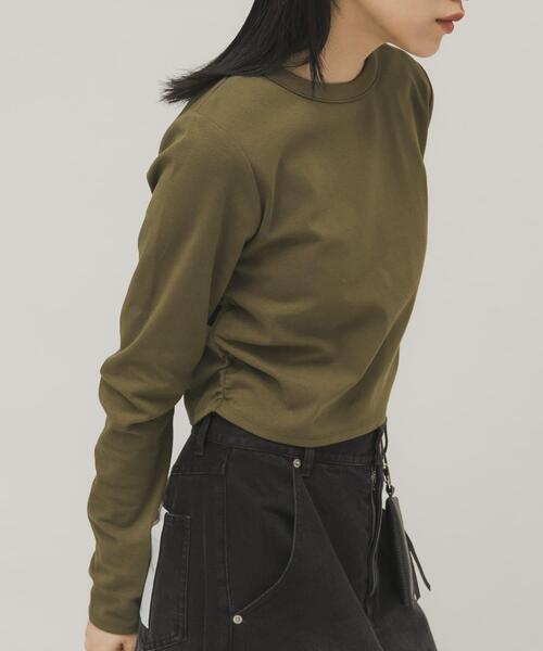 KBF（ケイビーエフ）の「クロップドロンTEE（Tシャツ/カットソー・レディース・グレー系その他/カーキ/オフホワイト・ONE）」の22枚目の写真