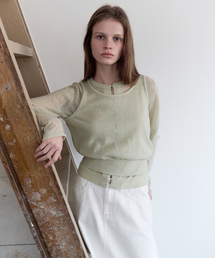 LEVAR（レバー）の「Layered Knit Cardigan Set - Sage Mint（ニット/セーター）」