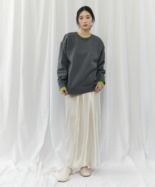 CIEL'AIR（シエルエアー）の「BI COLOR 2WAY KNIT（ﾊﾞｲｶﾗｰ2wayﾆｯﾄ）（ニット/セーター・レディース・チャコールグレー/ベージュ・FREE）」の5枚目の写真