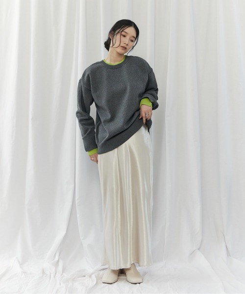 CIEL'AIR（シエルエアー）の「BI COLOR 2WAY KNIT（ﾊﾞｲｶﾗｰ2wayﾆｯﾄ）（ニット/セーター・レディース・チャコールグレー/ベージュ・FREE）」の9枚目の写真