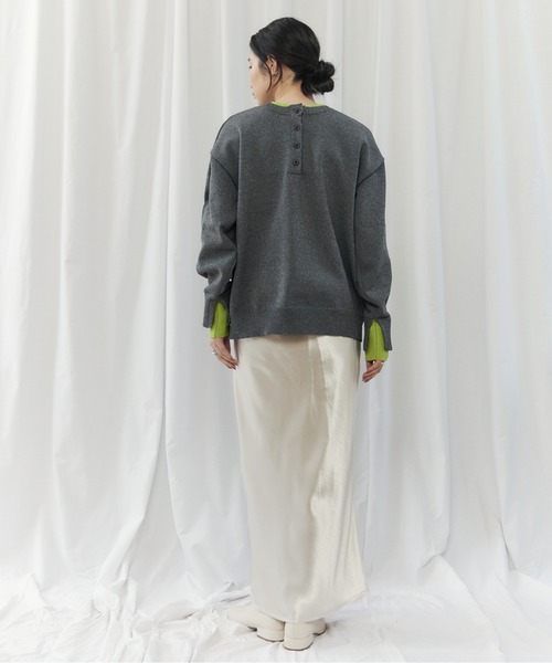 CIEL'AIR（シエルエアー）の「BI COLOR 2WAY KNIT（ﾊﾞｲｶﾗｰ2wayﾆｯﾄ）（ニット/セーター・レディース・チャコールグレー/ベージュ・FREE）」の12枚目の写真