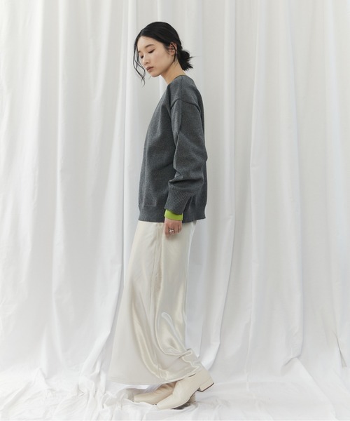 CIEL'AIR（シエルエアー）の「BI COLOR 2WAY KNIT（ﾊﾞｲｶﾗｰ2wayﾆｯﾄ）（ニット/セーター・レディース・チャコールグレー/ベージュ・FREE）」の6枚目の写真