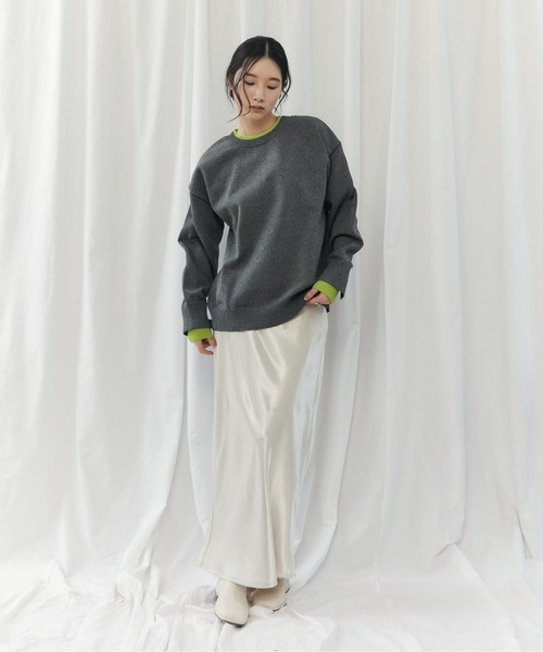 CIEL'AIR（シエルエアー）の「BI COLOR 2WAY KNIT（ﾊﾞｲｶﾗｰ2wayﾆｯﾄ）（ニット/セーター・レディース・チャコールグレー/ベージュ・FREE）」の13枚目の写真