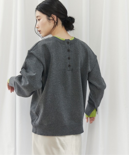CIEL'AIR（シエルエアー）の「BI COLOR 2WAY KNIT（ﾊﾞｲｶﾗｰ2wayﾆｯﾄ）（ニット/セーター・レディース・チャコールグレー/ベージュ・FREE）」の8枚目の写真