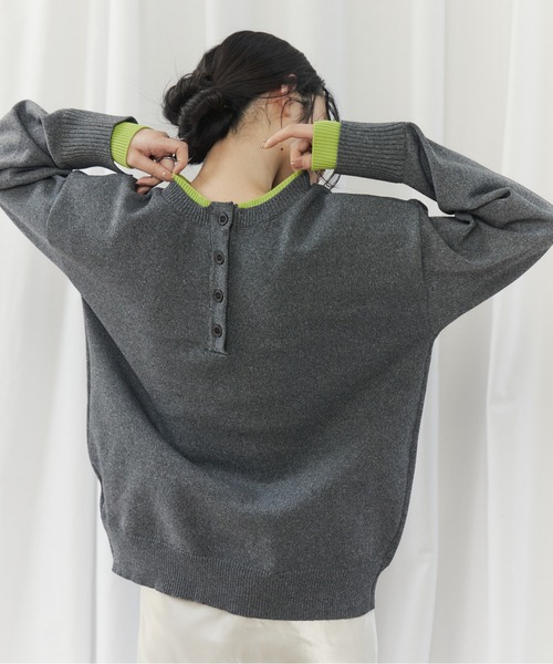 CIEL'AIR（シエルエアー）の「BI COLOR 2WAY KNIT（ﾊﾞｲｶﾗｰ2wayﾆｯﾄ）（ニット/セーター・レディース・チャコールグレー/ベージュ・FREE）」の14枚目の写真