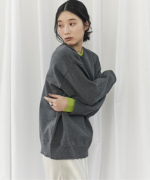CIEL'AIR（シエルエアー）の「BI COLOR 2WAY KNIT（ﾊﾞｲｶﾗｰ2wayﾆｯﾄ）（ニット/セーター・レディース・チャコールグレー/ベージュ・FREE）」の10枚目の写真