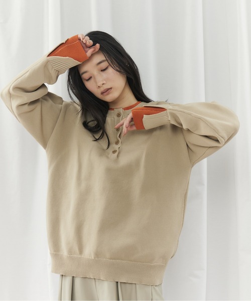 CIEL'AIR（シエルエアー）の「BI COLOR 2WAY KNIT（ﾊﾞｲｶﾗｰ2wayﾆｯﾄ）（ニット/セーター・レディース・チャコールグレー/ベージュ・FREE）」の22枚目の写真