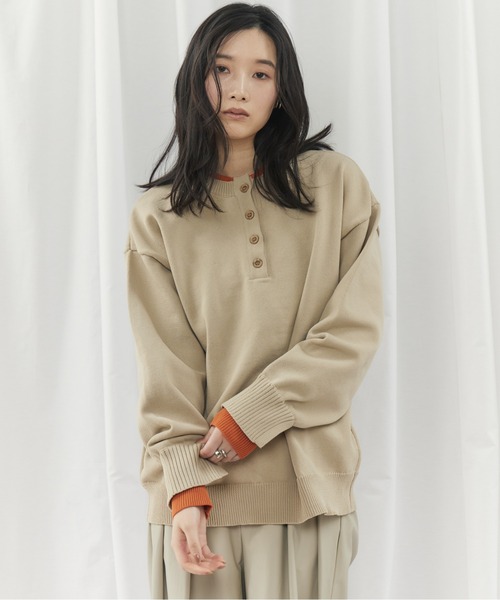 CIEL'AIR（シエルエアー）の「BI COLOR 2WAY KNIT（ﾊﾞｲｶﾗｰ2wayﾆｯﾄ）（ニット/セーター・レディース・チャコールグレー/ベージュ・FREE）」の16枚目の写真