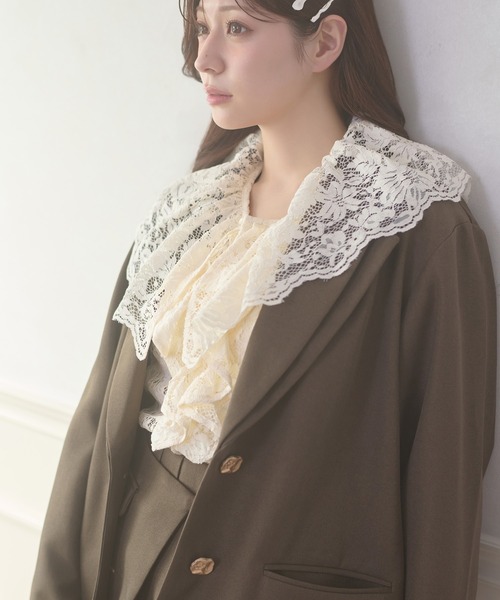 Ambre Neige（アンブルネージュ）の「raffle lace blouse / ラッフルレースブラウス（シャツ/ブラウス・レディース・アイボリー/ブラック・FREE）」の17枚目の写真