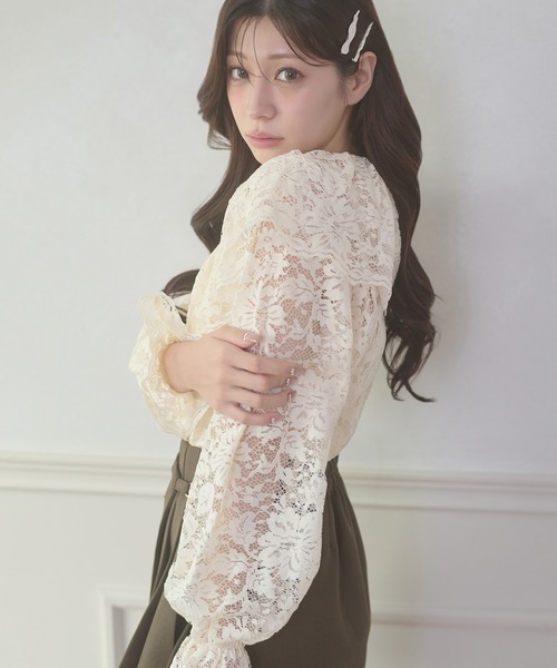 Ambre Neige（アンブルネージュ）の「raffle lace blouse / ラッフルレースブラウス（シャツ/ブラウス・レディース・アイボリー/ブラック・FREE）」の8枚目の写真