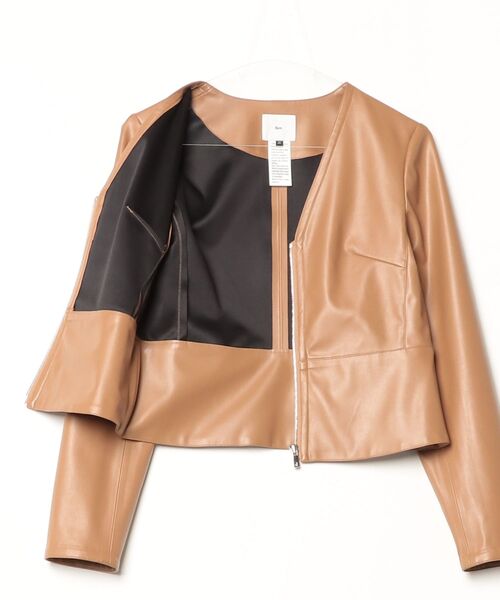 DOUBLE STANDARD CLOTHING（ダブルスタンダードクロージング）の「フェイクレザージャケット（ノーカラージャケット・レディース・ホワイト/ブラウン・36/38）」の14枚目の写真
