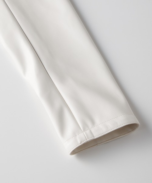 DOUBLE STANDARD CLOTHING（ダブルスタンダードクロージング）の「フェイクレザージャケット（ノーカラージャケット・レディース・ホワイト/ブラウン・36/38）」の8枚目の写真