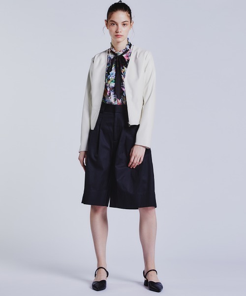 DOUBLE STANDARD CLOTHING（ダブルスタンダードクロージング）の「フェイクレザージャケット（ノーカラージャケット・レディース・ホワイト/ブラウン・36/38）」の11枚目の写真