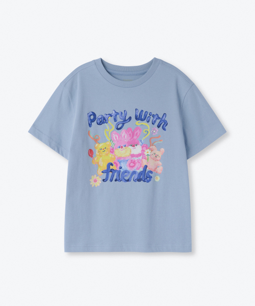 MUSINSA STANDARD KIDS（ムシンサスタンダードキッズ）の「フレンズリラックスドTシャツ[ブルーグレー]（Tシャツ/カットソー・レディース・その他・100/140/160/150/130/110/120）」の2枚目の写真