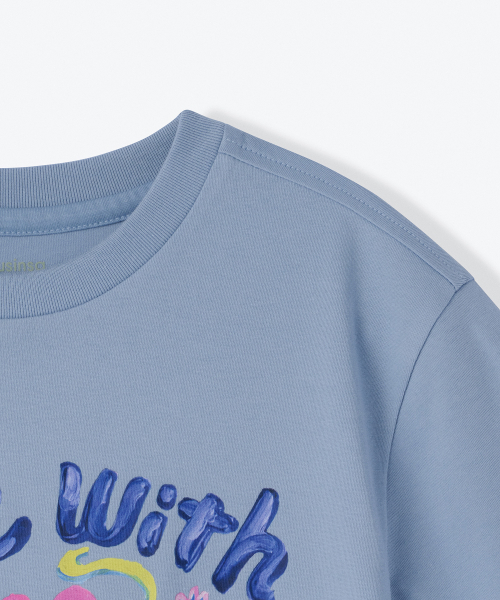 MUSINSA STANDARD KIDS（ムシンサスタンダードキッズ）の「フレンズリラックスドTシャツ[ブルーグレー]（Tシャツ/カットソー・レディース・その他・100/140/160/150/130/110/120）」の5枚目の写真