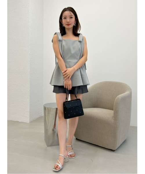 FRAY I.D（フレイアイディー）の「【WEB限定】リボンペプラムトップス／ウォッシャブル（Tシャツ/カットソー・レディース・アイボリー/マルチ/グレー・1/0）」の10枚目の写真