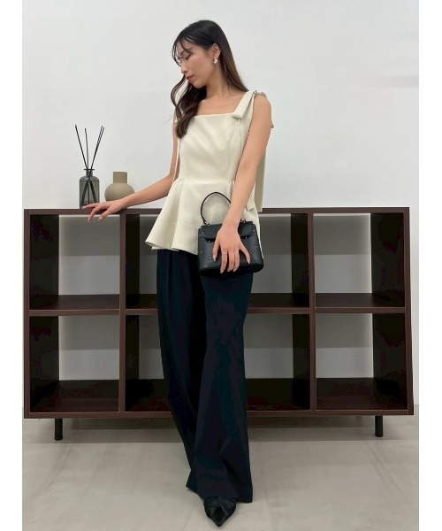 FRAY I.D（フレイアイディー）の「【WEB限定】リボンペプラムトップス／ウォッシャブル（Tシャツ/カットソー・レディース・アイボリー/マルチ/グレー・1/0）」の8枚目の写真