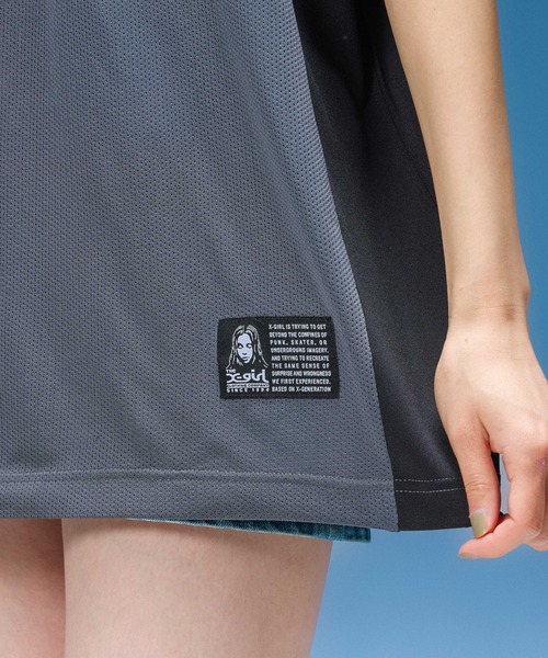 X-girl（エックスガール）の「FACE LABEL FOOTBALL TEE DRESS（ワンピース・レディース・ブラック/ブラウン/ピンク・S/M）」の11枚目の写真