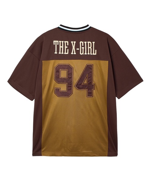 X-girl（エックスガール）の「FACE LABEL FOOTBALL TEE DRESS（ワンピース・レディース・ブラック/ブラウン/ピンク・S/M）」の15枚目の写真