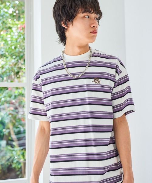 PBLIM(ページボーイリム)の「《UNISEX》マルチボーダーT ワンポイントロゴ / 刺繍(Tシャツ/カットソー・レディース・ブラック系その他/ブラウン系その他/ホワイト系その他・MEDIUM/LARGE)」の2枚目の写真