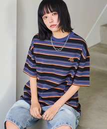 《UNISEX》マルチボーダーT ワンポイントロゴ / 刺繍