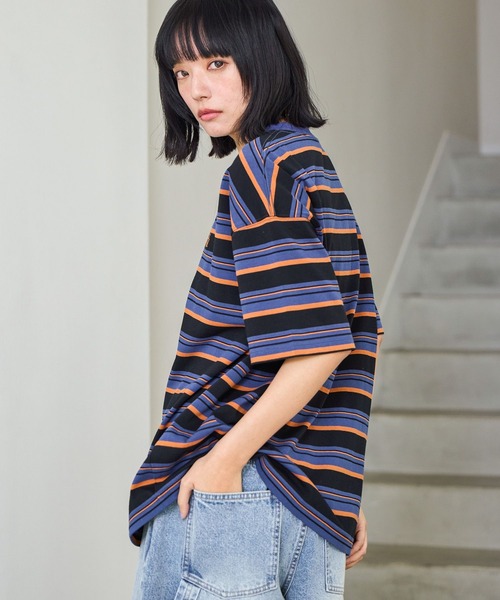 PBLIM(ページボーイリム)の「《UNISEX》マルチボーダーT ワンポイントロゴ / 刺繍(Tシャツ/カットソー・レディース・ブラック系その他/ブラウン系その他/ホワイト系その他・MEDIUM/LARGE)」の11枚目の写真