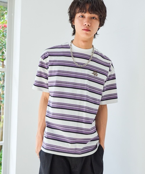 PBLIM(ページボーイリム)の「《UNISEX》マルチボーダーT ワンポイントロゴ / 刺繍(Tシャツ/カットソー・レディース・ブラック系その他/ブラウン系その他/ホワイト系その他・MEDIUM/LARGE)」の4枚目の写真