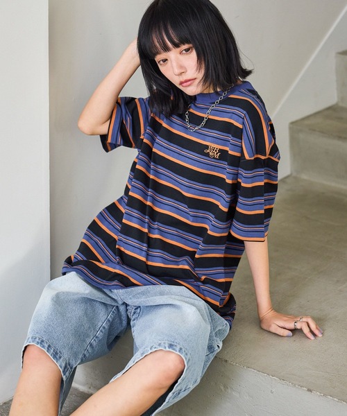 PBLIM(ページボーイリム)の「《UNISEX》マルチボーダーT ワンポイントロゴ / 刺繍(Tシャツ/カットソー・レディース・ブラック系その他/ブラウン系その他/ホワイト系その他・MEDIUM/LARGE)」の12枚目の写真