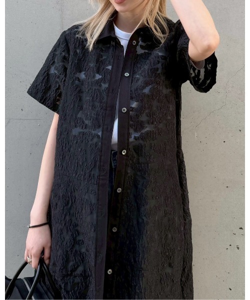 LE CIEL BLEU(ルシェルブルー)の「シアージャカードドレス / Sheer Jacquard Dress(ワンピース・レディース・グレー/ブラック/ライトブルー/ネイビー・36)」の21枚目の写真