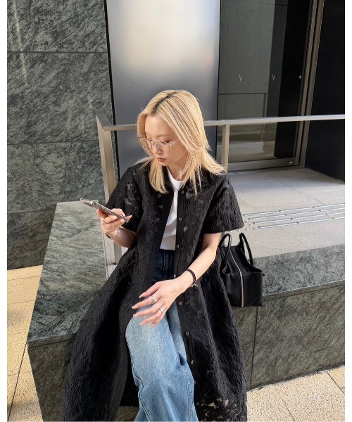 LE CIEL BLEU(ルシェルブルー)の「シアージャカードドレス / Sheer Jacquard Dress(ワンピース・レディース・グレー/ブラック/ライトブルー/ネイビー・36)」の22枚目の写真