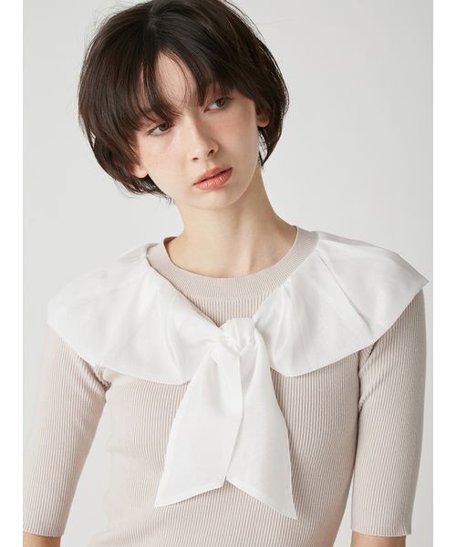 LILY BROWN（リリーブラウン）の「バルーンボウタイドッキングニット（ニット/セーター・レディース・ライトベージュ・F）」の5枚目の写真