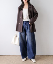 カーブシルエットワイドデニムパンツ