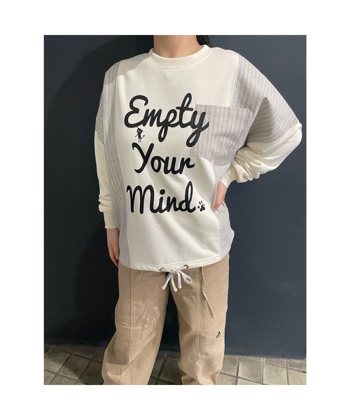 Rydia（リディア）の「異素材切り替えプルオーバー（Tシャツ/カットソー・レディース・ブラック/アイボリー/トップグレー・M）」の2枚目の写真